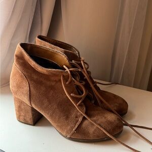 Madden Girl Chestnut Suede Lace-Up Block Heel Ankle Boots